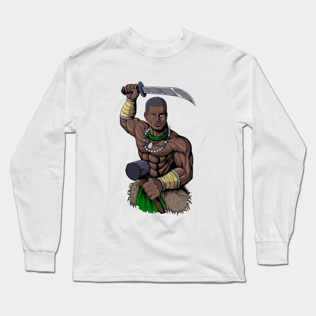 God of Yoruba religion - Ogun Long Sleeve T-Shirt by Modern Medieval Design